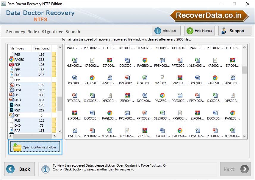 Recover Data View
