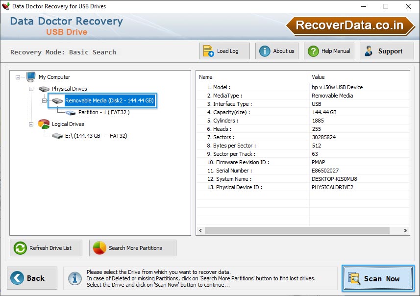 Select Partition Drive