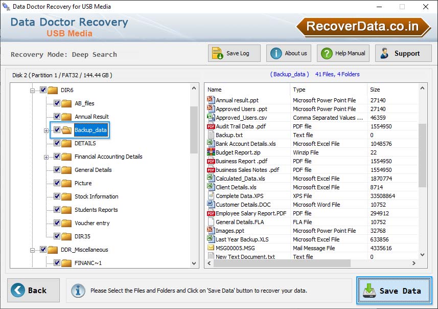 Save Recovered Data Files and Folders